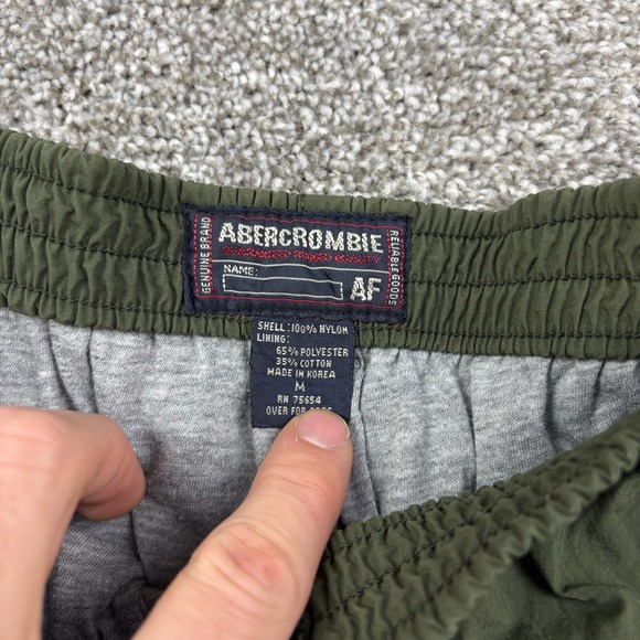 Vintage Y2K Abercrombie & Fitch Pants Men M Green Stripes Tear Away Fleece Lined - Picture 5 of 7